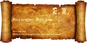 Rozinger Mirjam névjegykártya